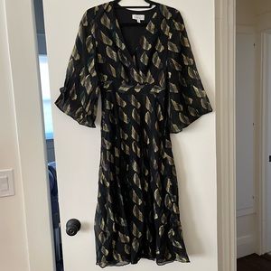 & other stories Stockholm atelier - black metallic v dress - size 0 (EUR 32)